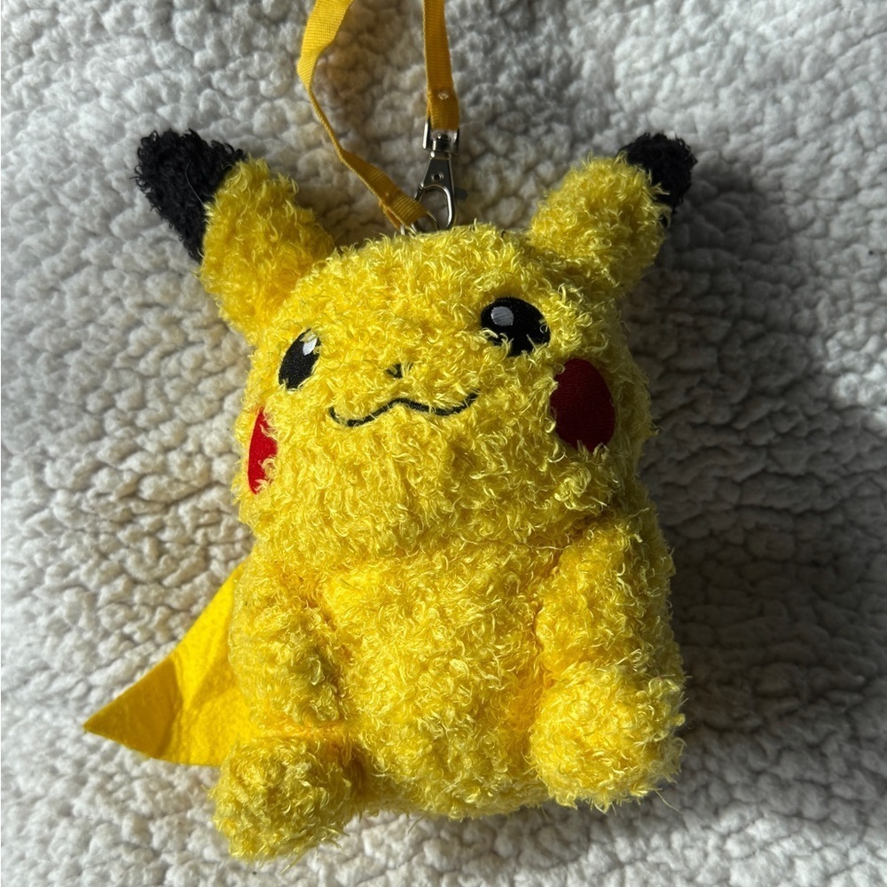 Sekiguchi Pokemon Pikachu Fluffy stuffed Yellow Pikachu Plush Keychain - Picture 3 of 9